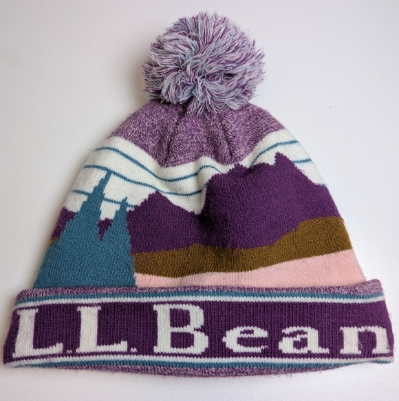 L.L. Bean Other - LL Bean Hat Katahdin Pom Winter Beanie Cap Purple Vibrant Colors OSFA Knit